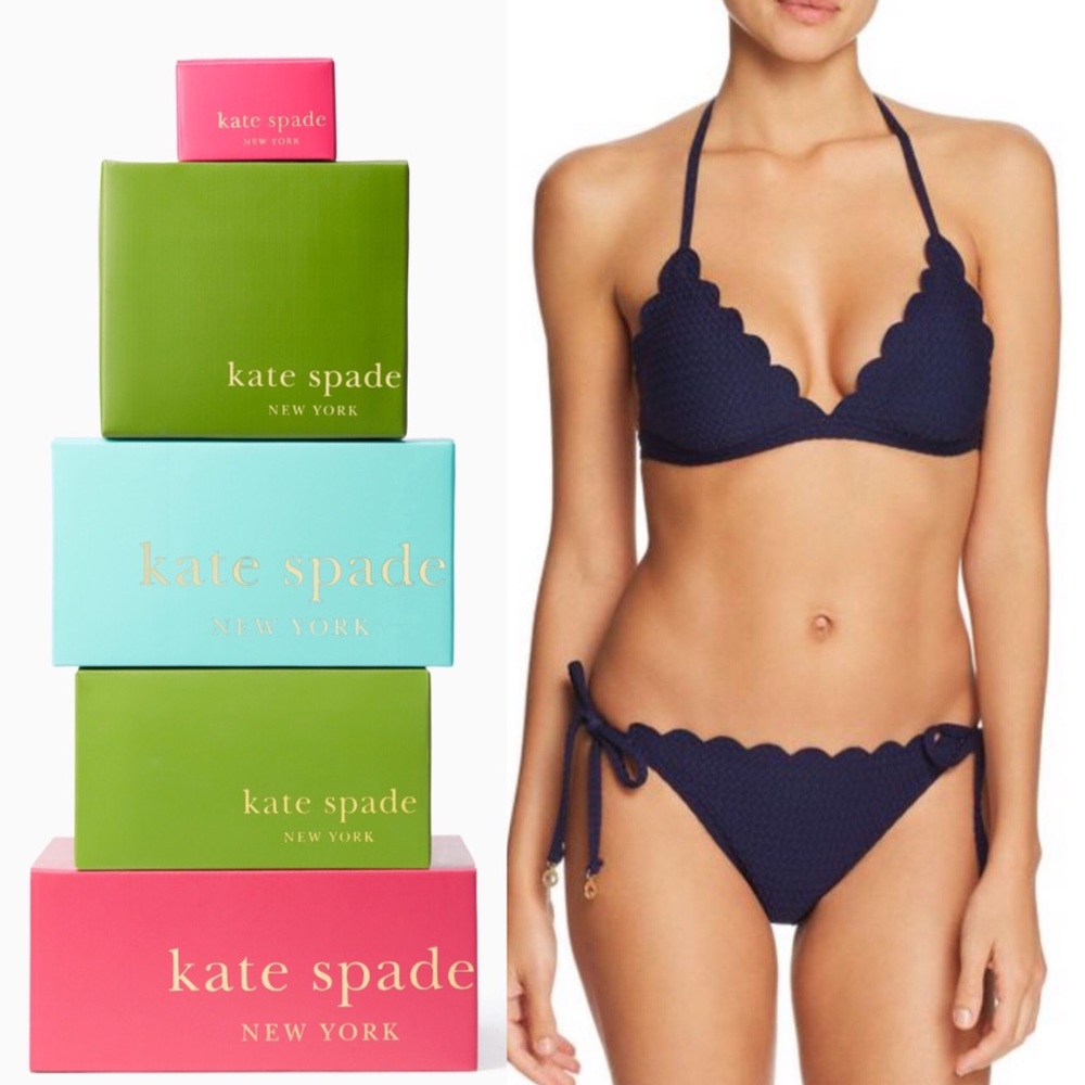 Kate Spade French Navy 2019 Scalloped Bikini - Picture 1 of 7